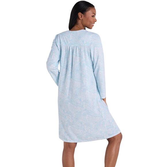 NWT! Miss Elaine Brushed Honeycomb Flannel Paisley Short Nightgown S - Picture 2 of 6